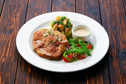 Fried chop pork cutlet with mashed potato and