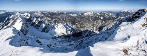 Panoramic view from the summit of the Sonntagshorn in winter