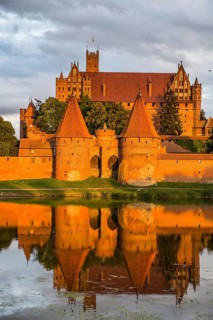 Unesco world heritage sight Malbork castle at sunset