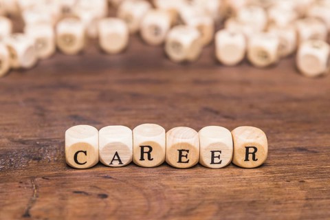 Concept career made from wooden dices