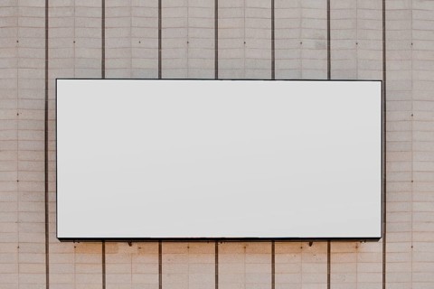 Rectangular white blank billboard striped wall
