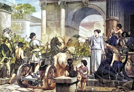 Entrance of the Winner from the Chariot Race in Historic Rome