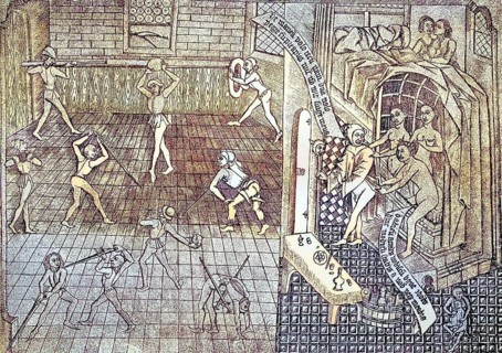 Fencing floor and woman's house
