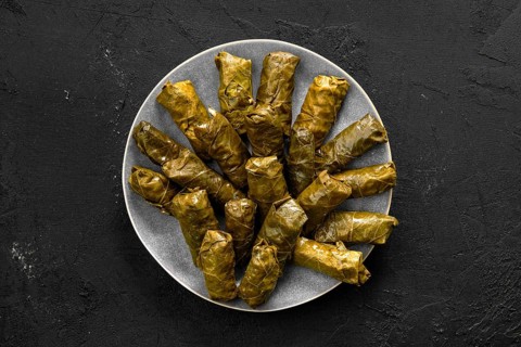 Grape leaves stuffed with meat and rice