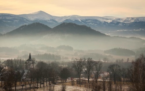 View of the village in the mountains
