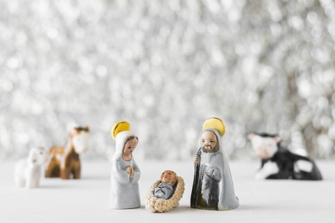 Virgin mary with baby jesus saint joseph blurred background. Resolution and high quality beautiful photo