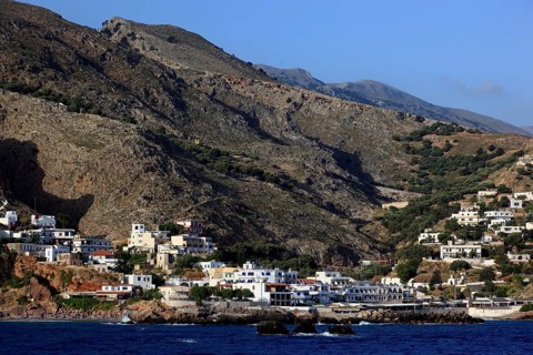 Coastal village of Chora Sfakion in the southwest of the island on the Libyan Sea