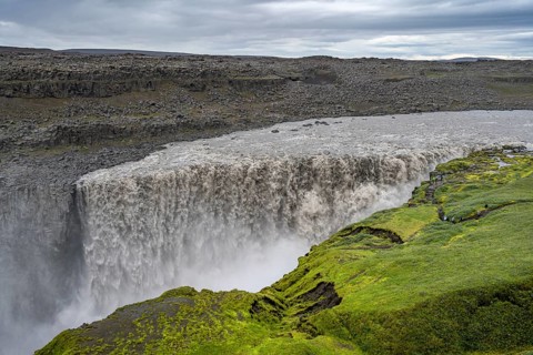Canyon with falling water masses