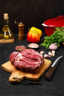 Raw lamb cump ready for baking in casserole