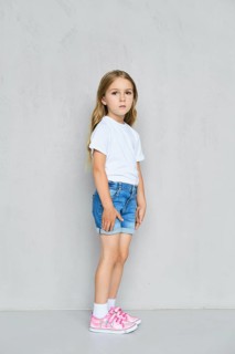Little child girl in white t-shirt