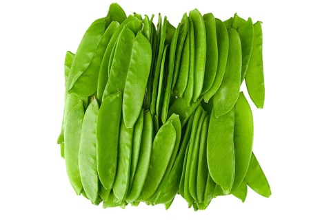 Top view of bunch of green peas pods