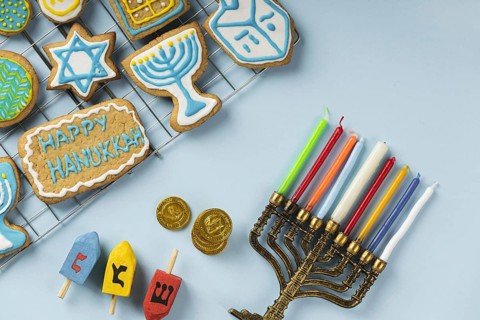 Close up view beautiful hanukkah concept
