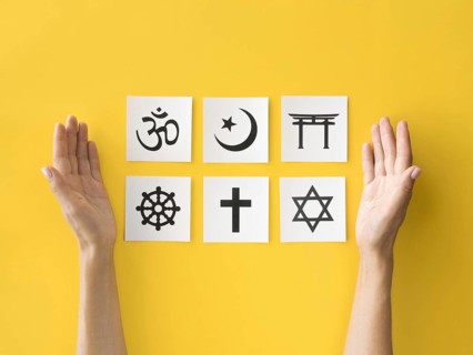 Flat lay religious symbols