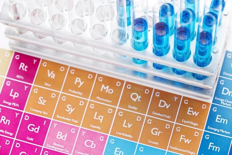 Science elements with chemicals arrangement