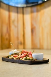 Plate with snack for wine