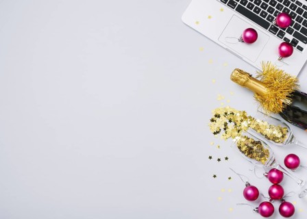 Champagne bottle with laptop table
