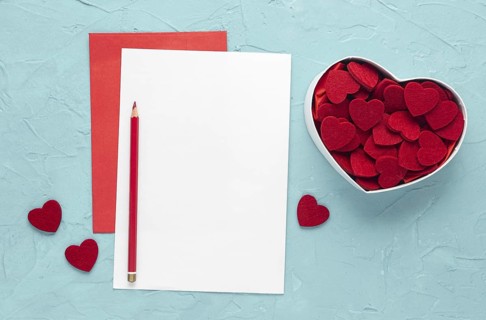 Flat lay beautiful valentine s day concept