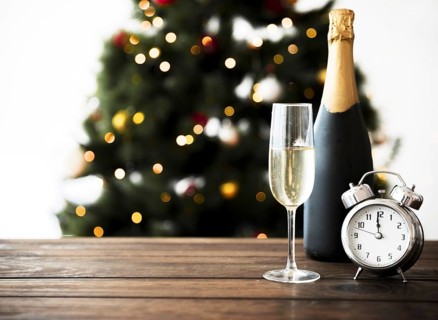 Champagne glass with bottle table