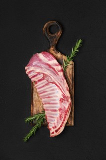 Top view of raw fresh lamb ribs