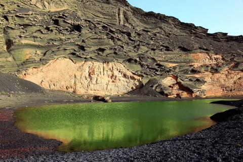The partially submerged crater of the volcano Montana de Golfo