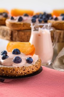 Closeup view of sweet buns with soft cheese