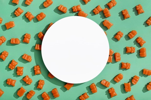 Top view gummy bears with copy space. Resolution and high quality beautiful photo