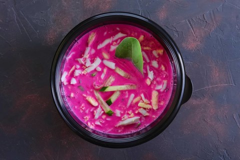 Traditional cold belorussian soup with beef