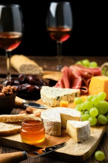 Cheese plate with prosciutto