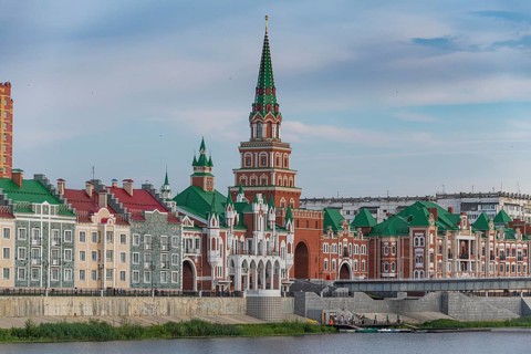 Houses build in the style of Bruges in Yoshkar-Ola