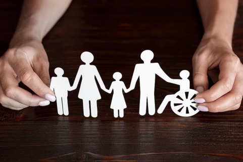 Cutout paper different family members being together
