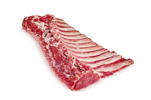 Fresh raw rack of lamb isolated on white background