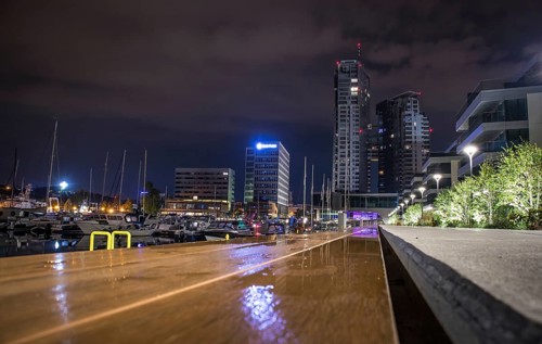 Yacht harbor in the city