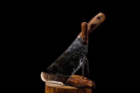 Rustic butcher meat knife