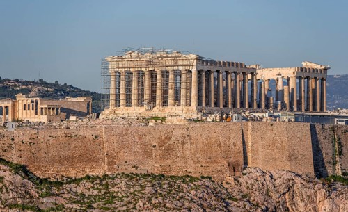 View from Philopappos Hill to the Acropolis with Parthenon Temple