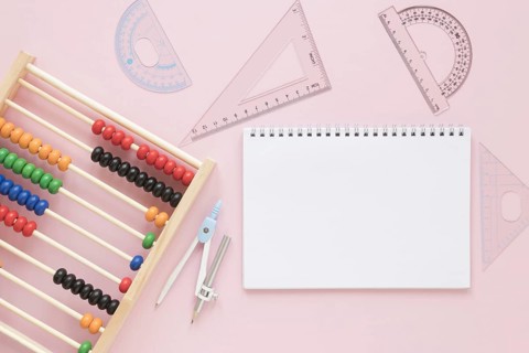 Math rulers supplies with abacus empty notebook