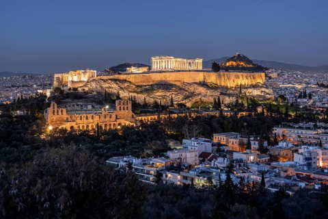 View from Philopappos Hill over the city