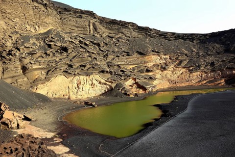 The partially submerged crater of the volcano Montana de Golfo