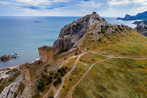Aerial of the Genoese fortress of Sudak