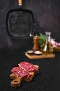 Fresh lamb steak on kitchen table
