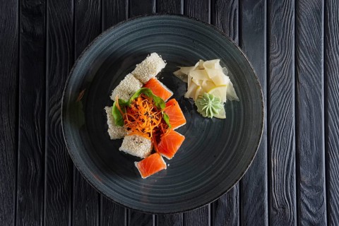 Set of rolls with salmon
