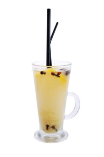 Hot lemon with ginger tea isolated on white