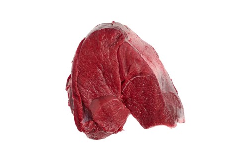 Raw fresh deer boneless ham isolated on white background
