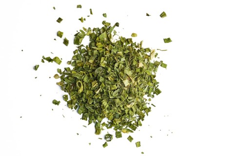 Heap of dry scallion on white background