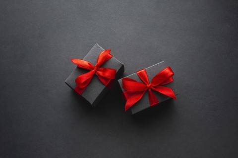 Cute gift boxes black background