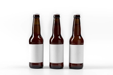 Front view beers line with blank labels
