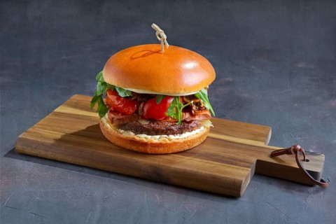 Tasty grilled beef burger with lettuce