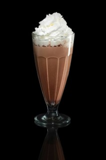 Milkshake chocolate summer cocktail isolated on black