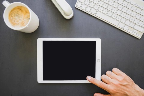 Finger touching tablet s screen work