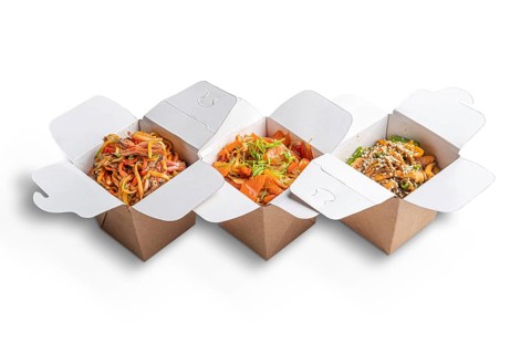Variety of noodle in take away cardboard box