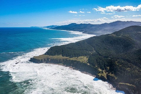 Aerial of the coastline of Cape giant